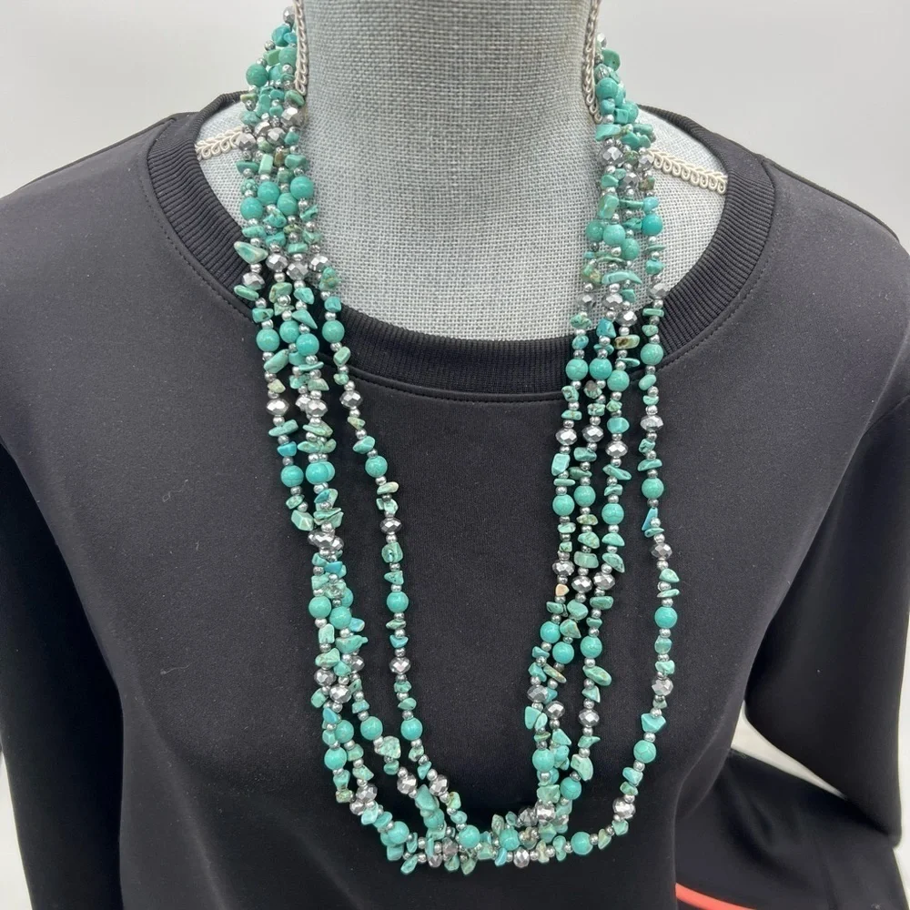 Semi precious gemstones necklace 4 strands